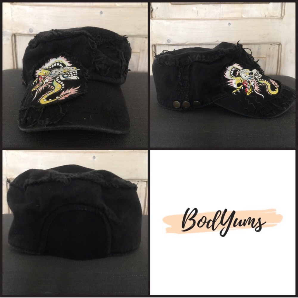 Black worn Jean material cap/hat